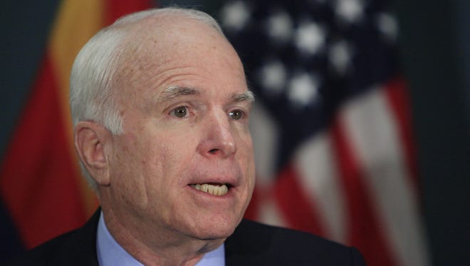 Sen. John McCain, R-Ariz., wants to be laid to rest next to a friend from the Navy, Chuck Larson, at the U.S. Naval Academy Cemetery in Maryland. He will not be buried near his father and grandfather at Arlington National Cemetery in Virginia.