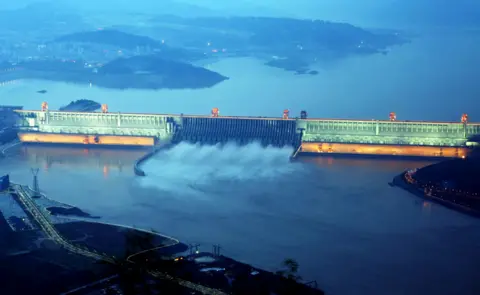Getty Images The Three Gorges discharges water during a flood peak on 8 July, 2012 in Hubei, China