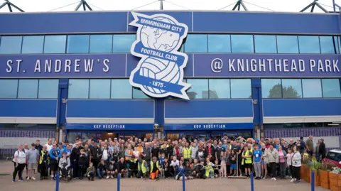 Birmingham City FC OSC Crowds gathering outside St Andrew's stadium in Birmingham
