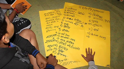 Elaine Murphy Boys listen during an ECF session in Pune (Credit: Chhavi Goyal)