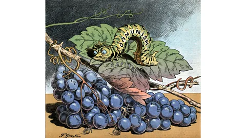 Getty Images The caterpillar of communism, in an anti-Soviet propaganda cartoon (Credit: Getty Images)