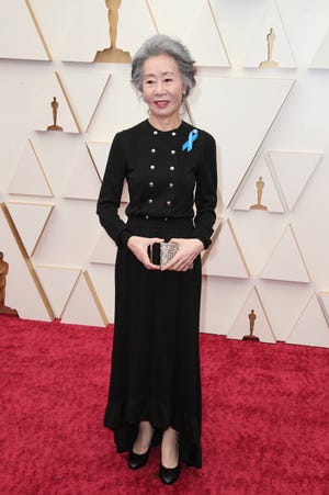 Yuh-Jung Youn arrives at the 94th Academy Awards at Dolby Theatre.