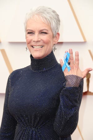 Jamie Lee Curtis arrives at the 94th Academy Awards at Dolby Theatre.