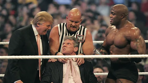 Getty Images Trump even appeared on the wrestling programme WWE Raw, in which he shaved wrestling guru Vince McMahon’s head before getting body slammed (Credit: Getty Images)