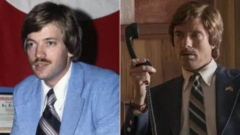 Getty Images/Universal David Duke and Topher Grace as David Duke in BlacKkKlansman