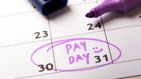 ronstik/getty A calendar marked with the words: Pay day