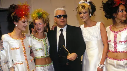 Getty Images Karl Lagerfeld with models