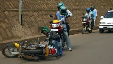 Getty Images A motorcycle taxi crash in Kigal, Rwanda