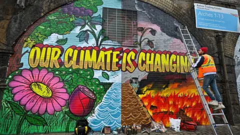 Getty Images Climate mural in Glasgow