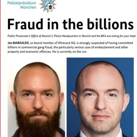 Munich police A German police wanted poster appeals for help in tracing Jan Marsalek
