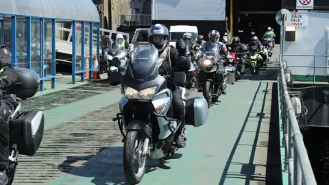 Dave Kneen Bikes coming off the Isle of Man ferry during TT week