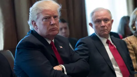 Getty Images Donald Trump and Jeff Sessions at a White House meeting in March.