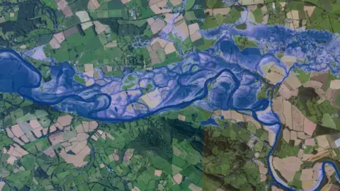 Ambiental  Flood map of the River Wye, UK