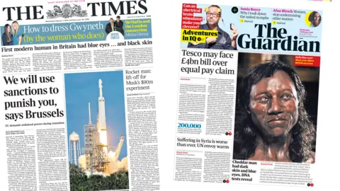 Times, Guardian Times and Guardian front page - 07/02/18