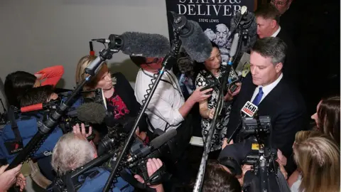 Getty Images Mathias Cormann speaking to press gallery journalists in 2015