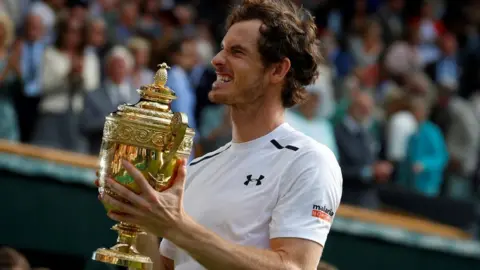 Getty Images Andy Murray after beating Milos Raonic in the 2016 Wimbledon men's final
