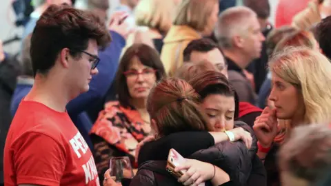 EPA Labor supporters watch the tally count at the Federal Labor Reception at Hyatt Place Melbourne, Essendon Fields, in Melbourne, Australia, 18 May 2019