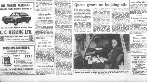 Suffolk Record Office A cutting from the newspaper in 1972