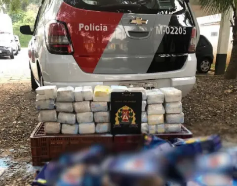 Sao Paulo police on Twitter @PMESP A picture of the cocaine haul tweeted by Sao Paulo police