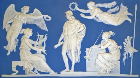 Getty Images A blue Wedgwood Jasperware plaque from 1787 depicting The Apotheosis of Virgil