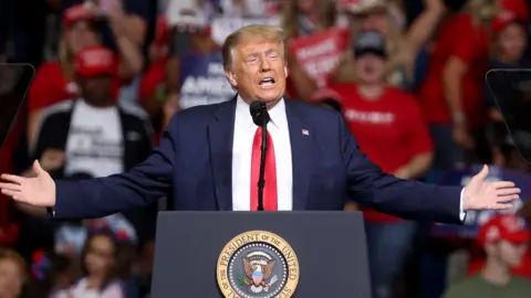 Getty Images US President Donald Trump arrives at a campaign rally at the BOK Center, June 20, 2020 in Tulsa, Oklahoma
