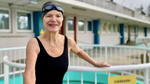 BBC Oddly Margret Latansdottir has been swimming at these hot pools since she was one year old