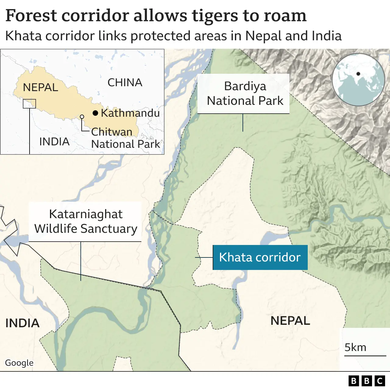 BBC Map of the forest corridor