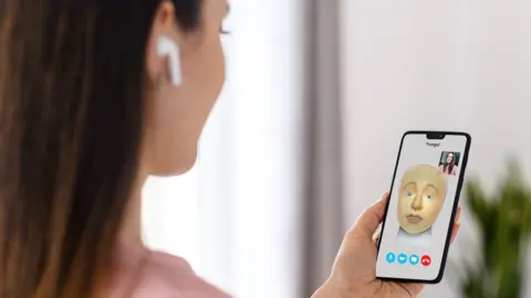 Tengai A woman being interviewed by a Tengai computer