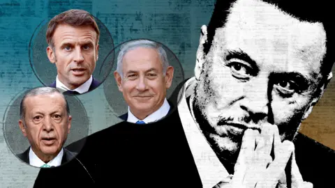BBC From left: Recep Tayyip Erdogan, Emmanuel Macron, Benjamin Netanyahu, Elon Musk