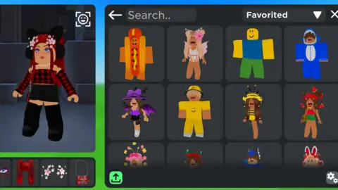 Roblox/Muneeb Parwaz A screenshot from the Roblox game with different cartoon characters wearing different costumes