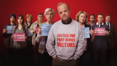 ITV Toby Jones and the cast of Mr Bates vs the Post Office