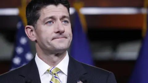 Reuters Speaker of the House Paul Ryan purses his lips during questions from the news media during a press conference in the US Capitol in Washington, DC, USA,27 July 2017