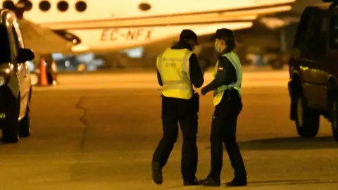 EPA For hours the airport was shut while the search for the escaped passengers took place